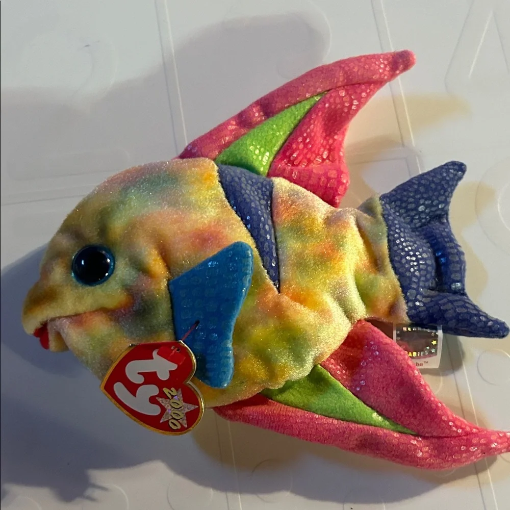 Ty “Aruba” Vibrant Fish Plush with Pink and Blue Details